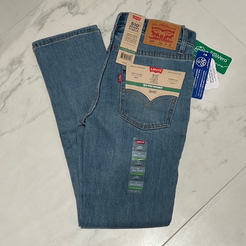 Kids Levi's Classic 510 Skinny Blue Jeans Size 14 Regular